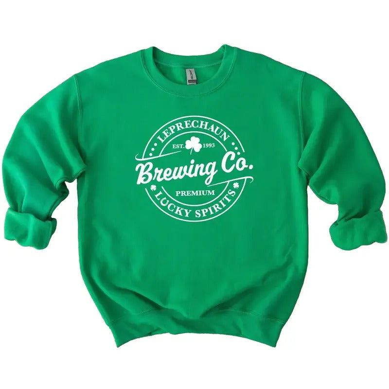 Leprechaun Brewing Co Sweatshirt, Retro St Patricks Day Gift, Vintage Irish Shirt, Lucky Spirits Shirt, St Patty Day Shirt, Leprechan Shirt