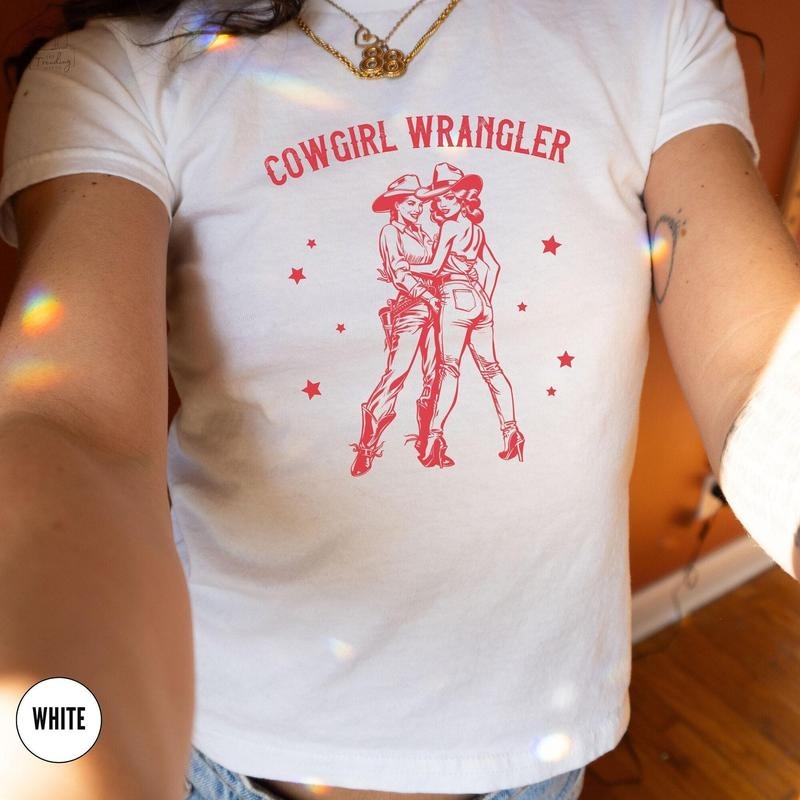 Lesbian Babytee Aesthetic,Gay Cowgirl Baby T, Gay Graphic Tee, Western Subtle Lesbian Gift, Sapphic Queer Fashion,WLW Femme Subtle Pridestyle{n002}3