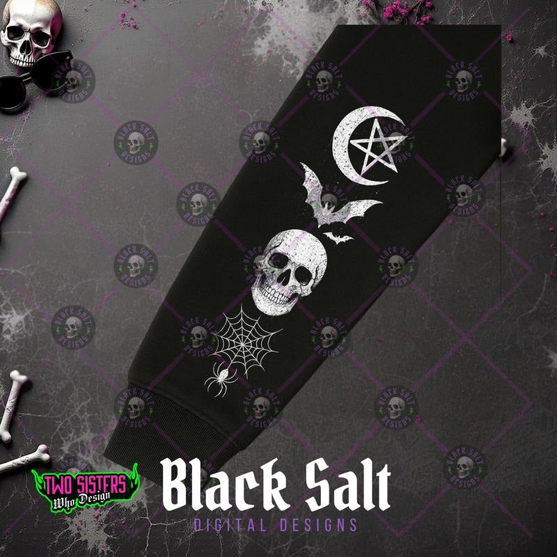 Let the Night Take Me Full Sleeve Graphic & Stay Wicked Pocket Graphic Halloween Spooky Sweatshirt T Shirt or Hoodie Vintage Grunge Aesthetic with Skulls Retro Vibes Casual Cotton Fit Women's Streetwear Style Graphic Crewneck Tops Made in USA