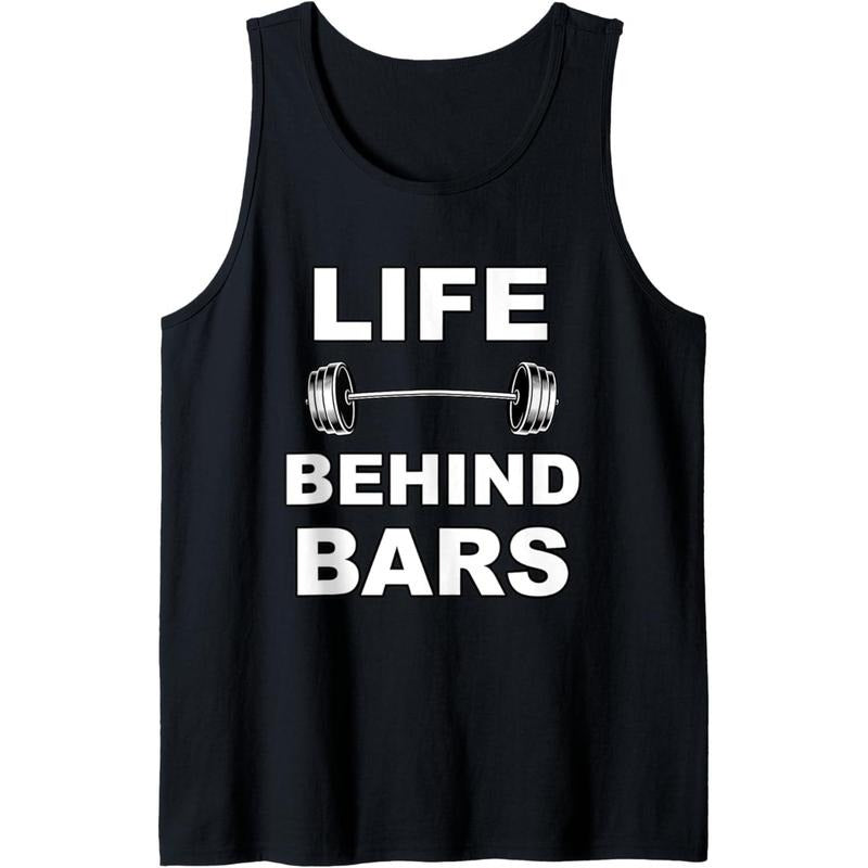 Life Behind Bars Funny Body Building Weight Lifting Gym Tank Top MADE IN USA