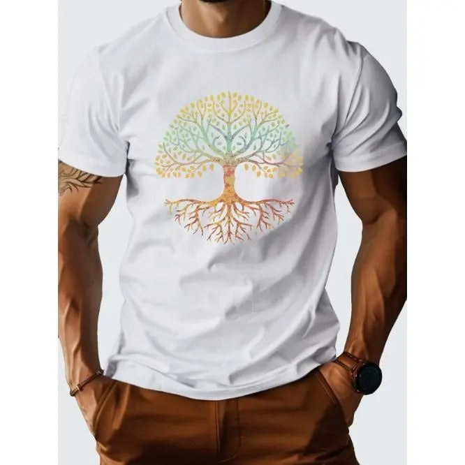 Life Tree Men's T-Shirt - Soft, Comfortable, Relaxed Fit, Vibrant Colors, Premium Quality Fabric Made in USA