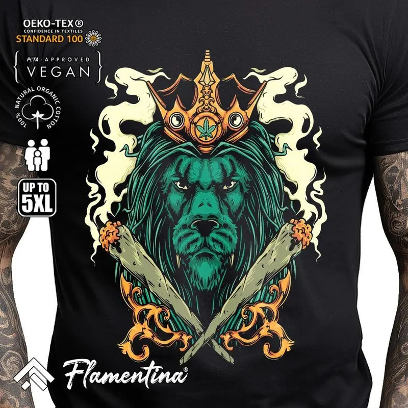 Lion King T-shirt Kush Smoke Bong Bud P887 Mens Womens And Kids Sizes; Acid Washed Tie Dye Batik