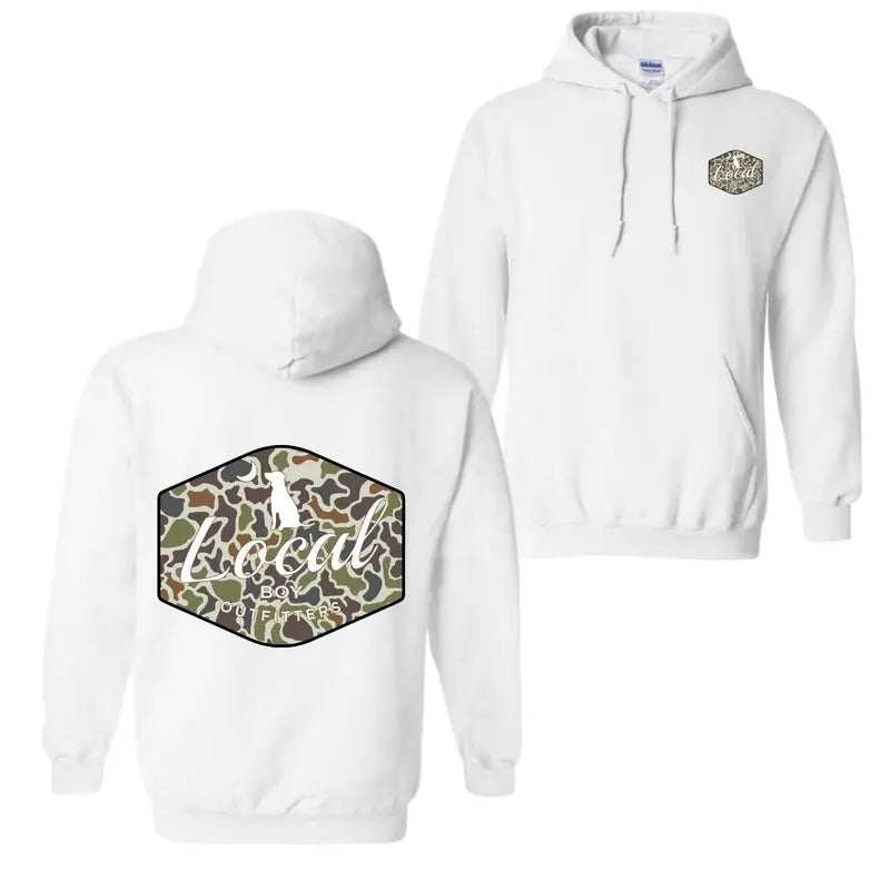 Local Boy Outfitters Dog Camo T-shirt - Classic Camouflage Design with Minimalist Logo, Perfect for Outdoor Adventures Casual Wear Hoodie Fabric