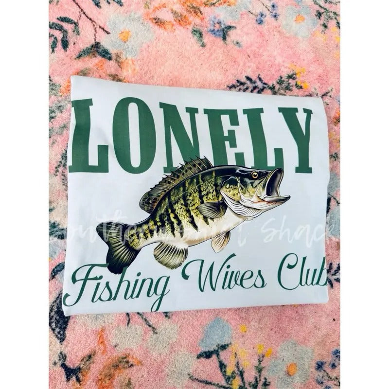 Lonely Fishing Wives T shirt | Light Blue comfort colors T shirt