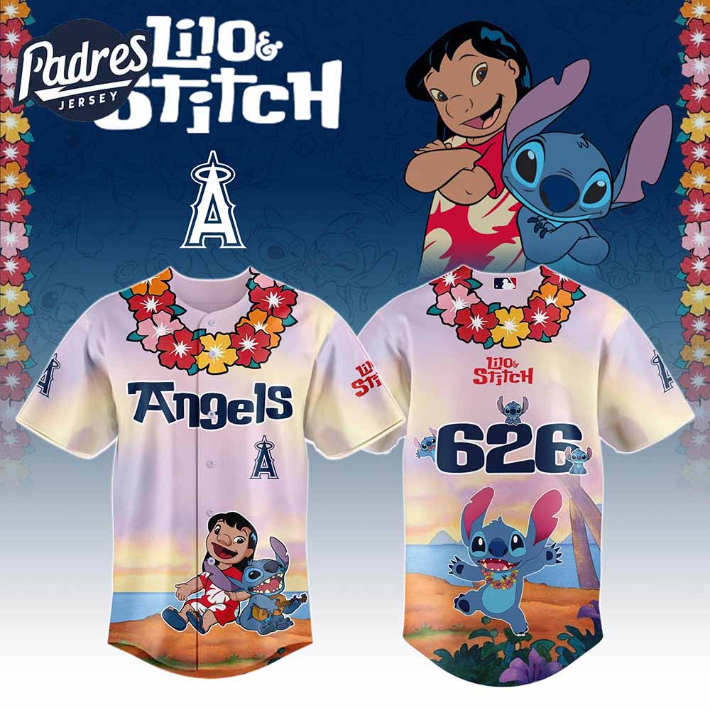 Los Angeles Angels MLB X Lilo Stitch Personalized Baseball Jersey - Padres Jersey Oasis: Elevate Your Baseball Style Game