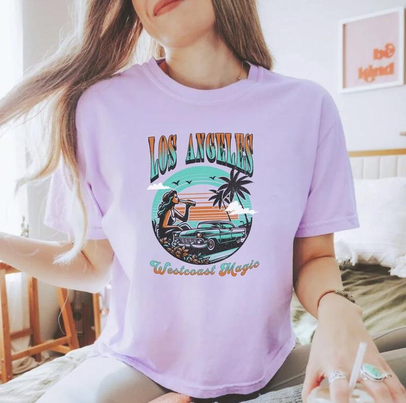 Los Angeles California T-Shirt, Los Angeles California Gift, Comfort Colors Shirt, Latina Gift shirt, Chicana Shirt, Women's Los Angeles Tee Summer Shirts Menswear Top Underwear Man Tshirt Streetwear Tropical Crewneck Round Neck Casual