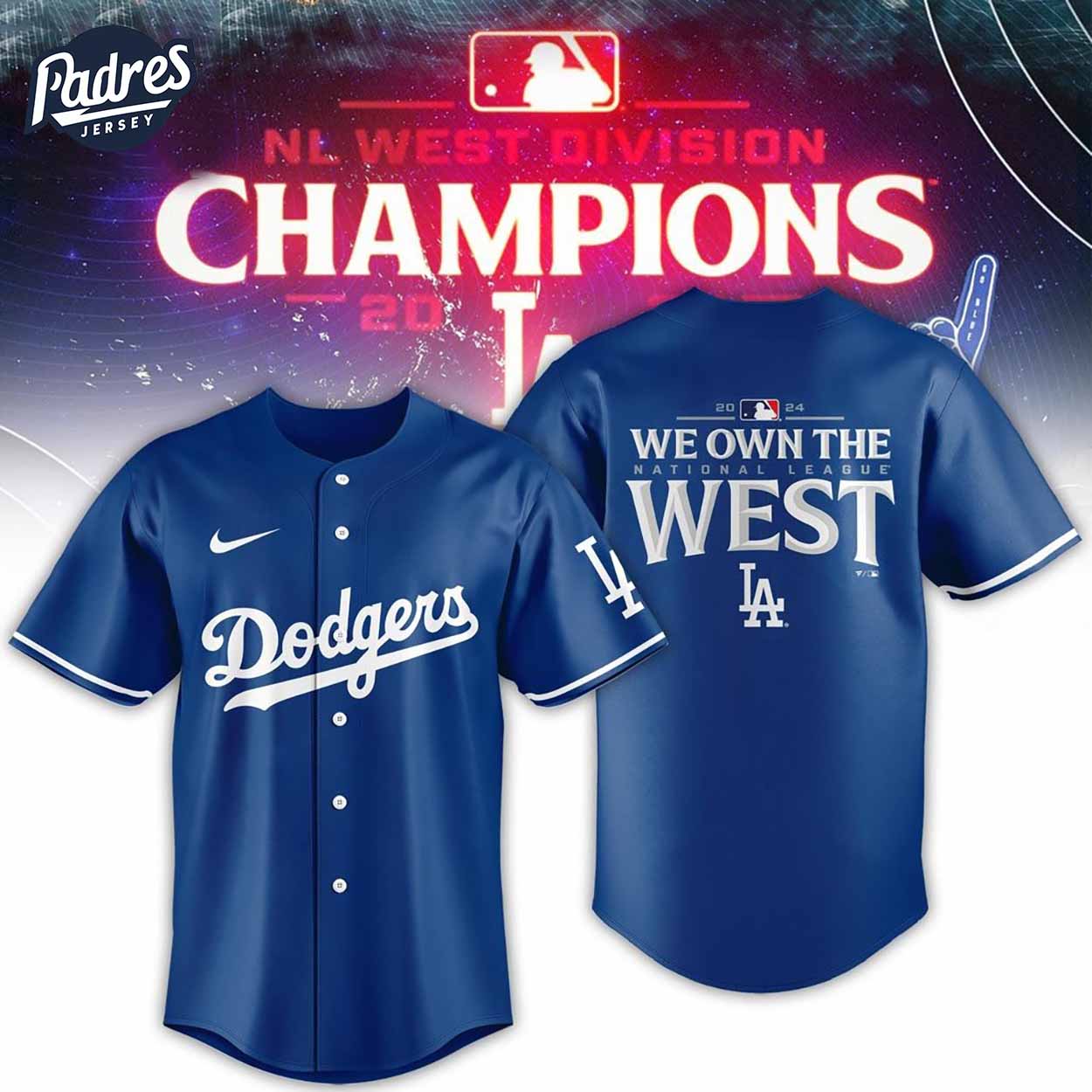 Los Angeles Dodgers We OWN The West 2024 MLB Baseball Jersey - Padres Jersey Oasis: Elevate Your Baseball Style Game...