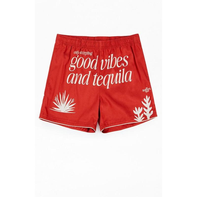 Los Sundays Men's Red Good Vibes 5" Swim Trunks T-Shirts, Hoodie, Sweatshirt | WearSparks.com
