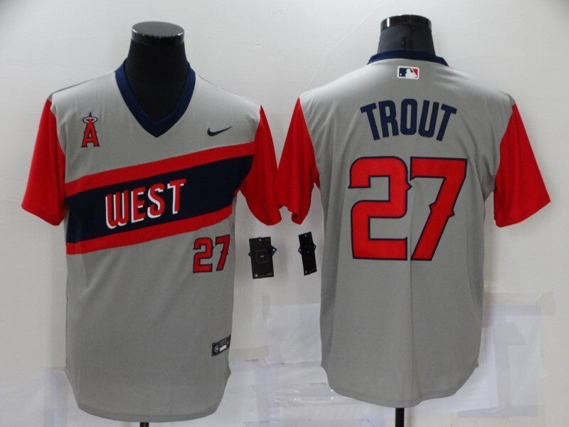 Los Angeles Angels #27 Mike Trout Angels Retro Adult Style 7