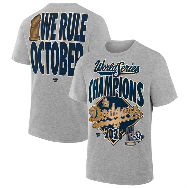 Los Angeles Dodgers Grey 2025 World Series Champions Locker Room T-Shirt
