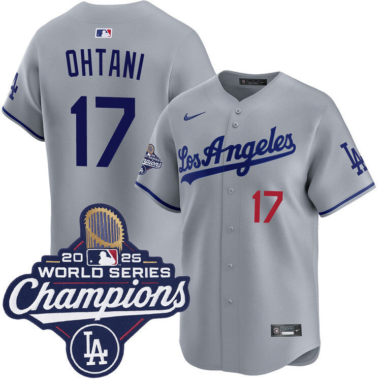 Los Angeles Dodgers #17 Shohei Ohtani Road Limited 2025 World Series Champions Jersey