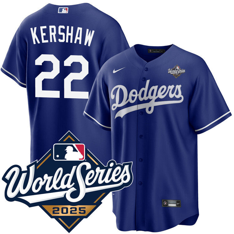 Los Angeles Dodgers #22 Clayton Kershaw Royal 2025 Alternate World Series Jersey