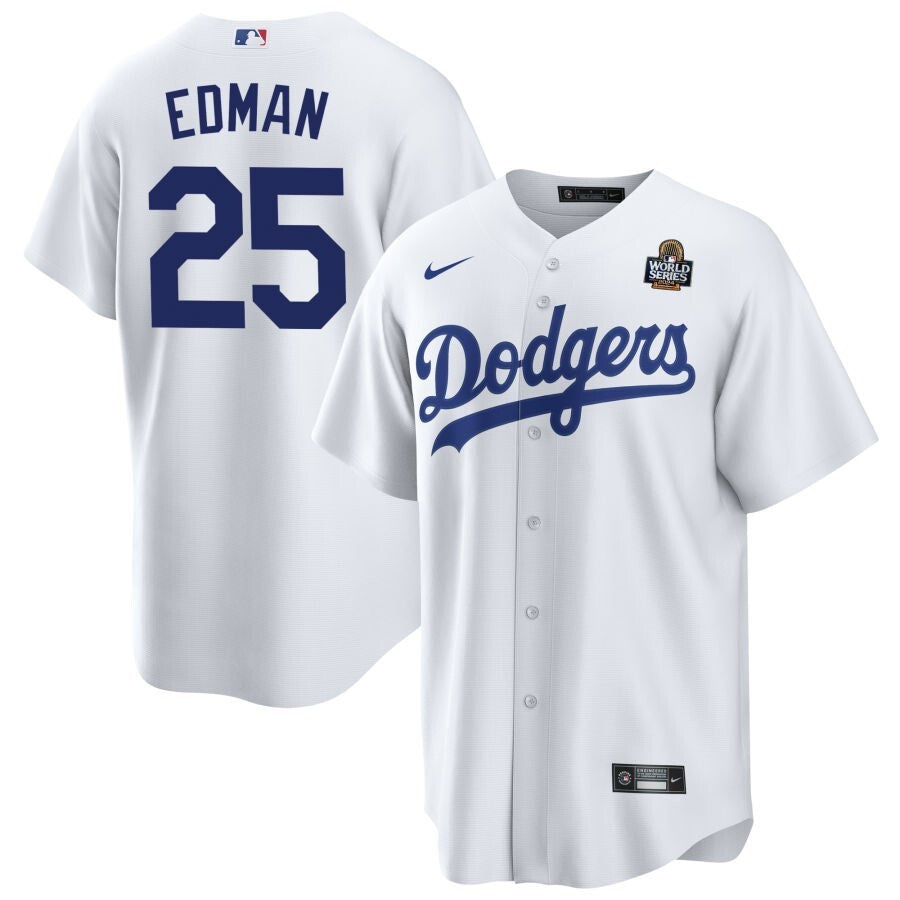 Los Angeles Dodgers #25 Tommy Edman 2024 World Series Home Jersey - White