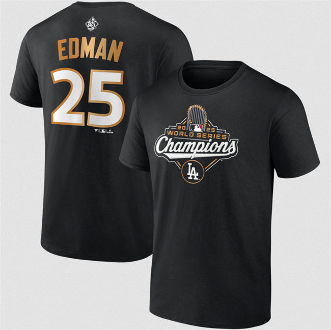 Los Angeles Dodgers #25 Tommy Edman Black 2025 World Series Champions Name &