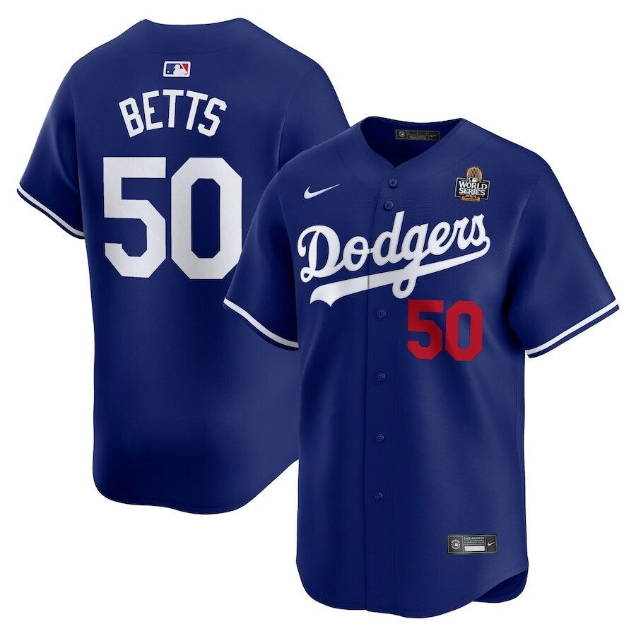 Los Angeles Dodgers #50 Mookie Betts 2024 World Series Home Limited Player Jersey - Royal