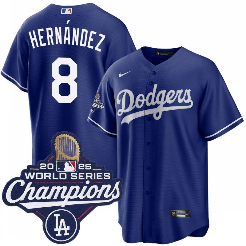 Los Angeles Dodgers #8 Enrique Hernandez royal 2025 alternate world series champions jersey