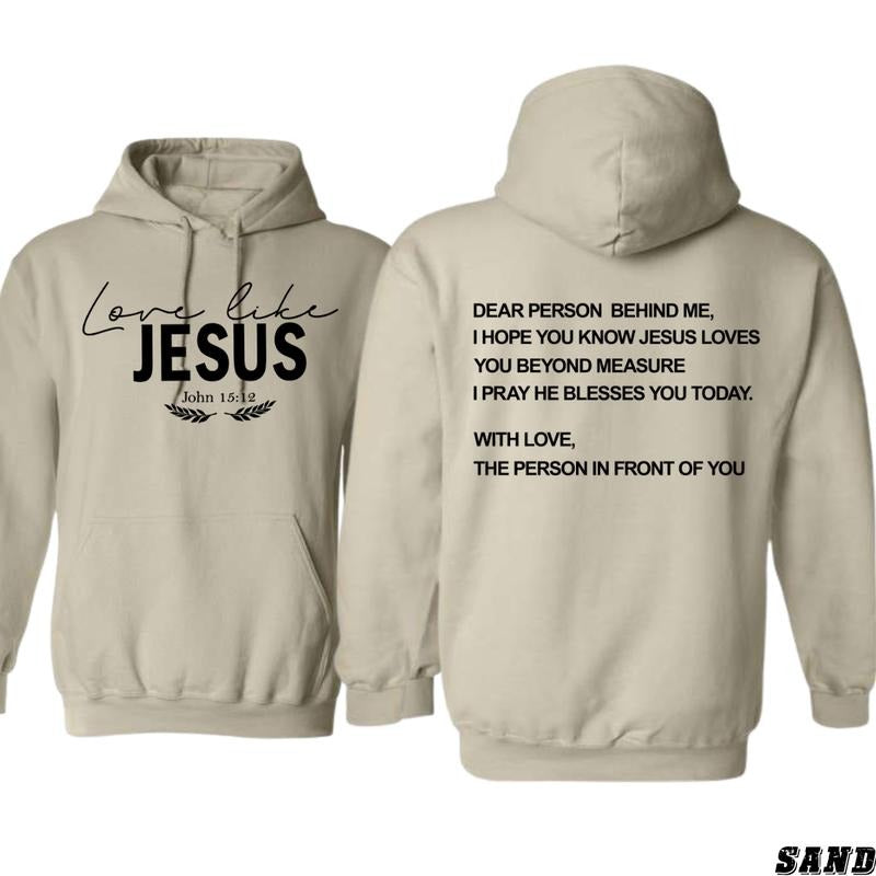 Love Like Jesus Hoodie - John 15:12 with Inspirational Message on the Back, Perfect for Spreading Faith and Love, Unisex Hoodie - Sweaters, Menswear