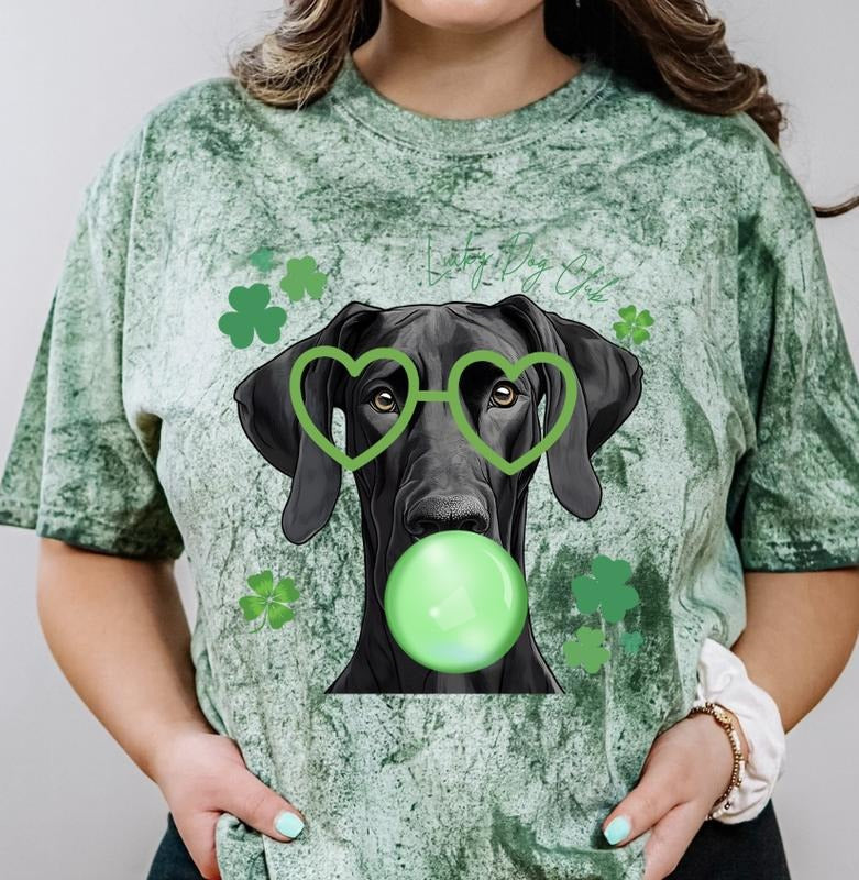 Lucky Dog Black Great Dane Shirt ~ Unisex Apparel Relaxed Fit Printed In The USA Clothing Womenswear Casual Comfort Cotton Top Athletic Boho Chic