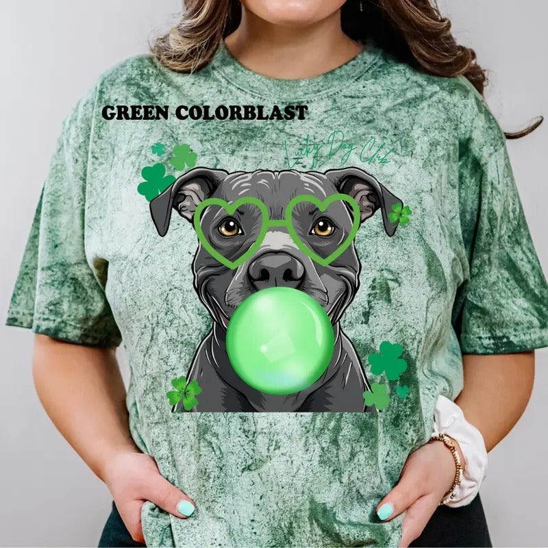 Lucky Dog Blue Pitbull Shirt ~ Unisex Apparel Relaxed Fit Printed In The USA Clothing Womenswear Casual Comfort Cotton Top Athletic Boho Chic