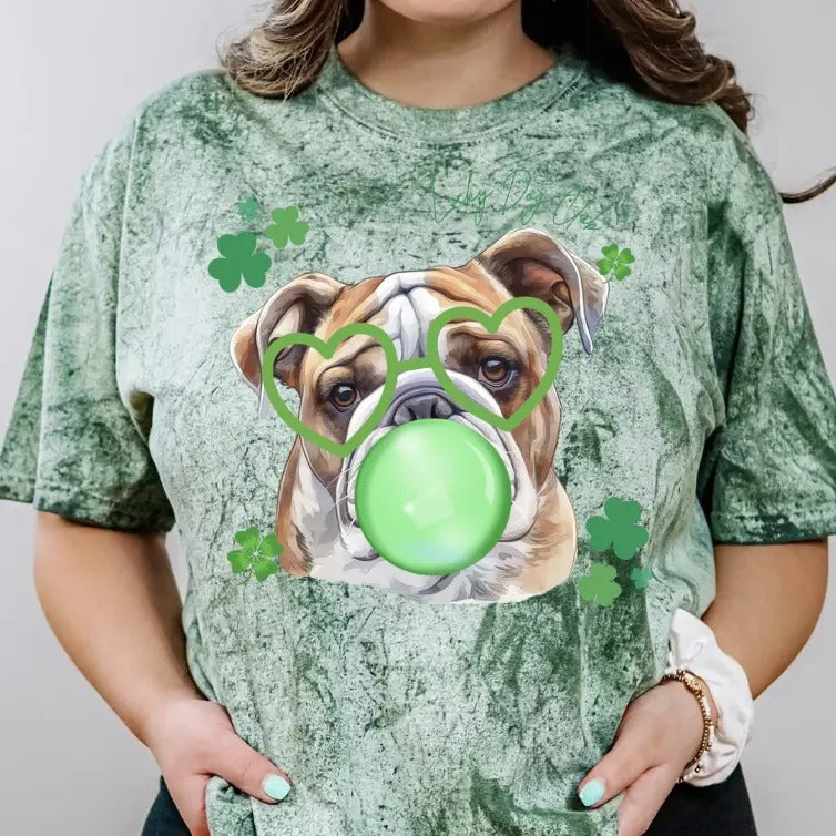 Lucky Dog English Bulldog Shirt ~ Unisex Apparel Relaxed Fit Printed In The USA Clothing Womenswear Casual Comfort Cotton Top Athletic Boho Chic