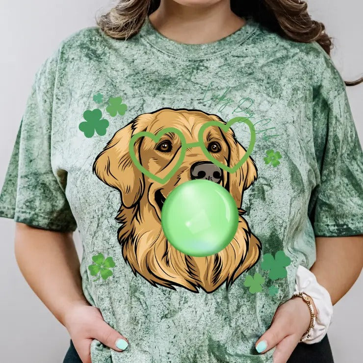 Lucky Dog Golden Retriver Shirt ~ Unisex Apparel Relaxed Fit Printed In The USA Clothing Womenswear Casual Comfort Cotton Top Athletic Boho Chic