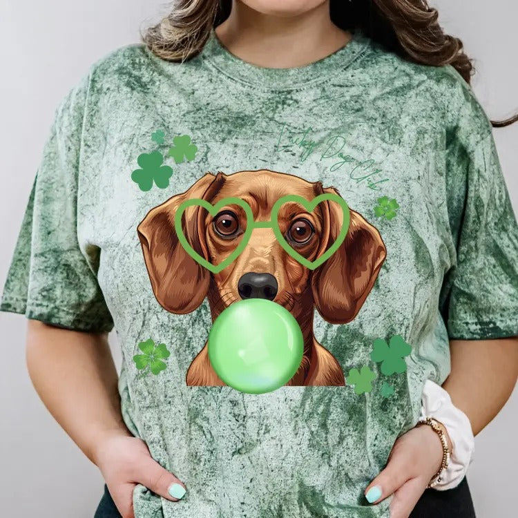 Lucky Dog Tan Short Haired Dachshund Shirt ~ Unisex Apparel Relaxed Fit Printed In The USA Clothing Womenswear Casual Comfort Cotton Top Athletic Boho Chic