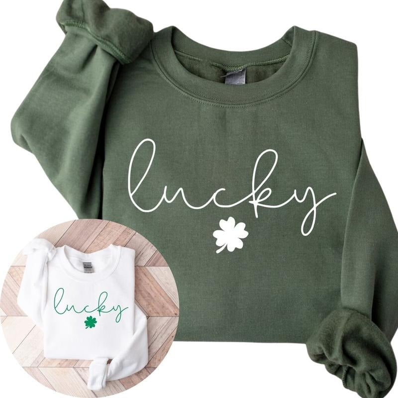 Lucky Sweatshirt, Clover Sweatshirt, St Patricks Day Sweatshirt