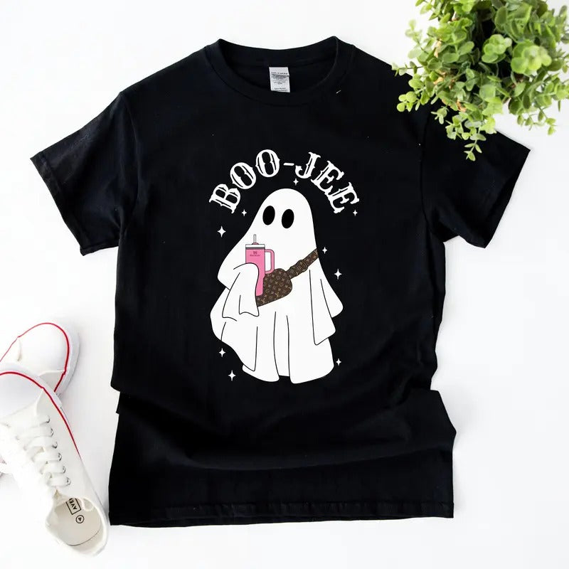 Luxury Boojee Halloween Cute Boo Ghost Shirt, Boujee Spooky Season Pumpkin Unisex Classic T-Shirts in All Sizes All...