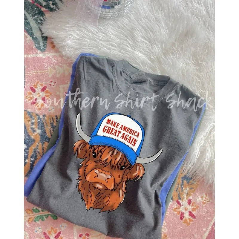 MAGA highland cow | pepper comfort colors t shirt