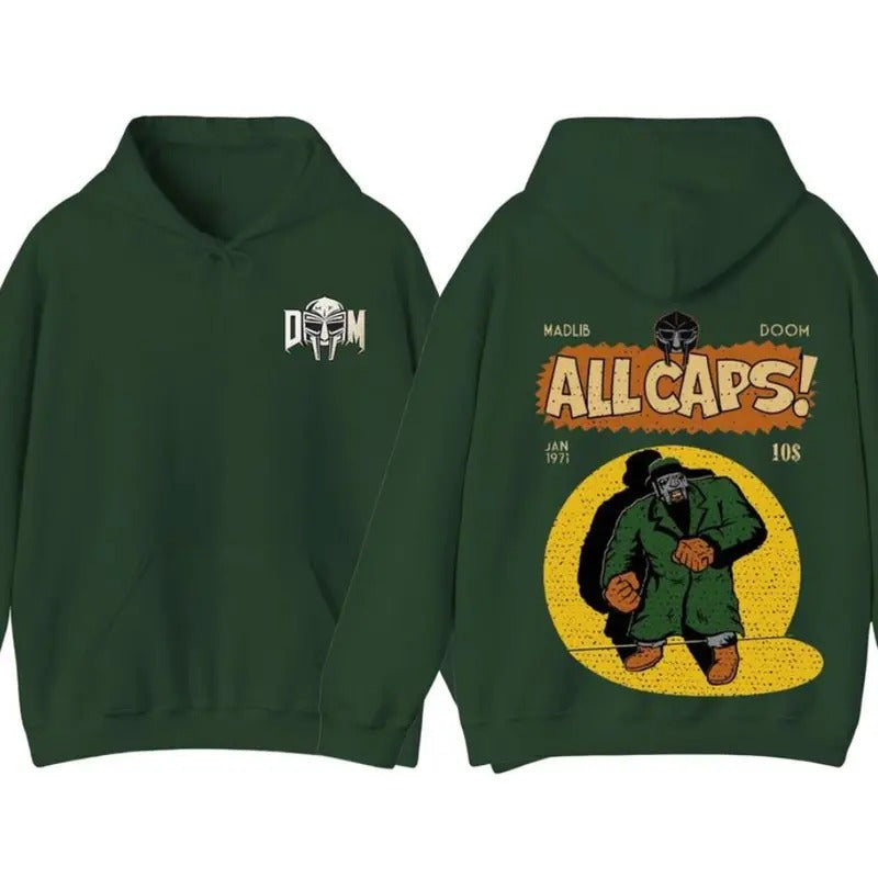 MF Doom Madlib All Caps Hoodie, Retro CrewNeck ,For Women For Men, Cotton Fabric T-Shirts, Sweatshirt | WearSparks.com