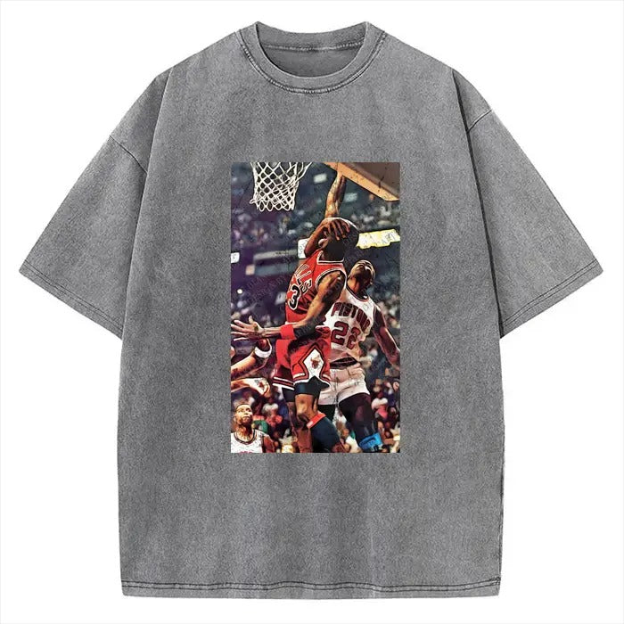 MJ Hard Foul 80's 90's Vintage Dunk Bad Boy Detroit Graphic Tee Oversized T-Shirt Crewneck Cotton