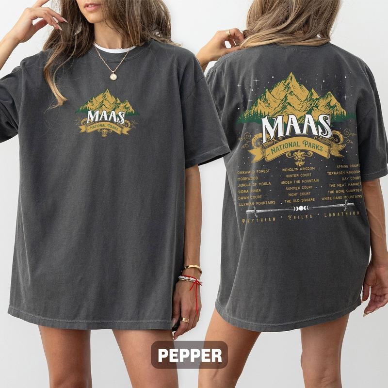 Maas National Parks Comfort Colors Shirt, SJM Universe Inspired Shirts, Terrasen Velaris Crescent City Fans T Shirt, Fantasy Reader Gift, Bookish Gift