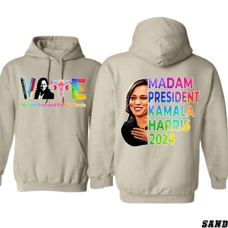 Madam President Kamala Harris Hoodie - Vibrant Vote and Campaign Design for 2024, Perfect for Supporters, Ideal for Casual Wear, Comfortable and Stylish, Hoodie For Men, Hoodie For Women Menswear Sweaters