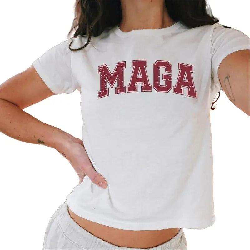 Maga Trump For President Baby Tee For Women Election 45 47 Patriotic Gift Usa Casual Comfort