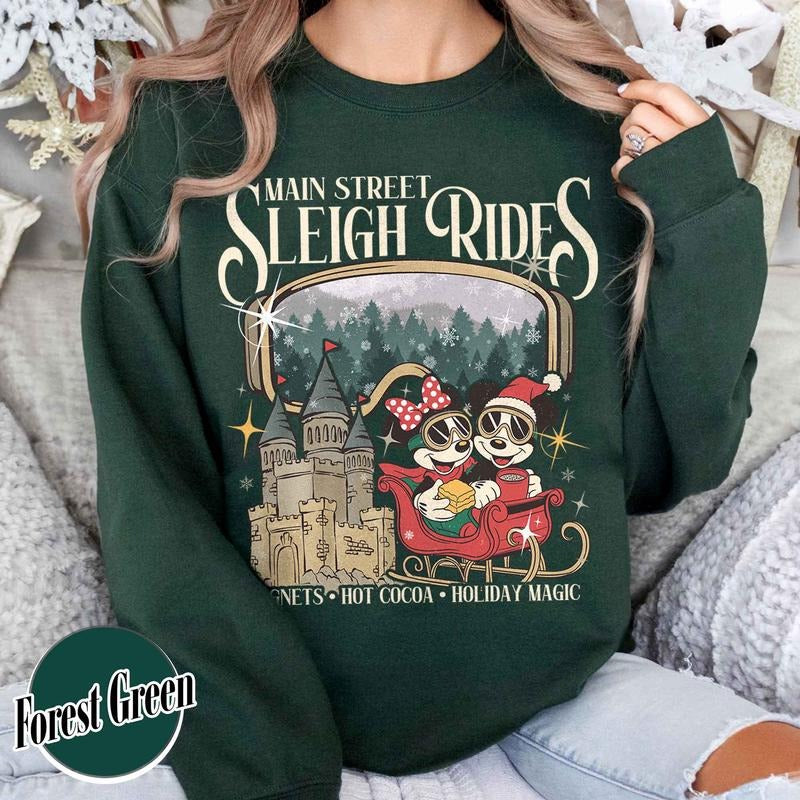 Main Street Sleigh Rides Sweatshirts, Christmas Girls Trip Sweatshirts, the Most Magical Place on Earth Christmas Sweatshirt, Hot Cocoa Christmas Sweatshirt