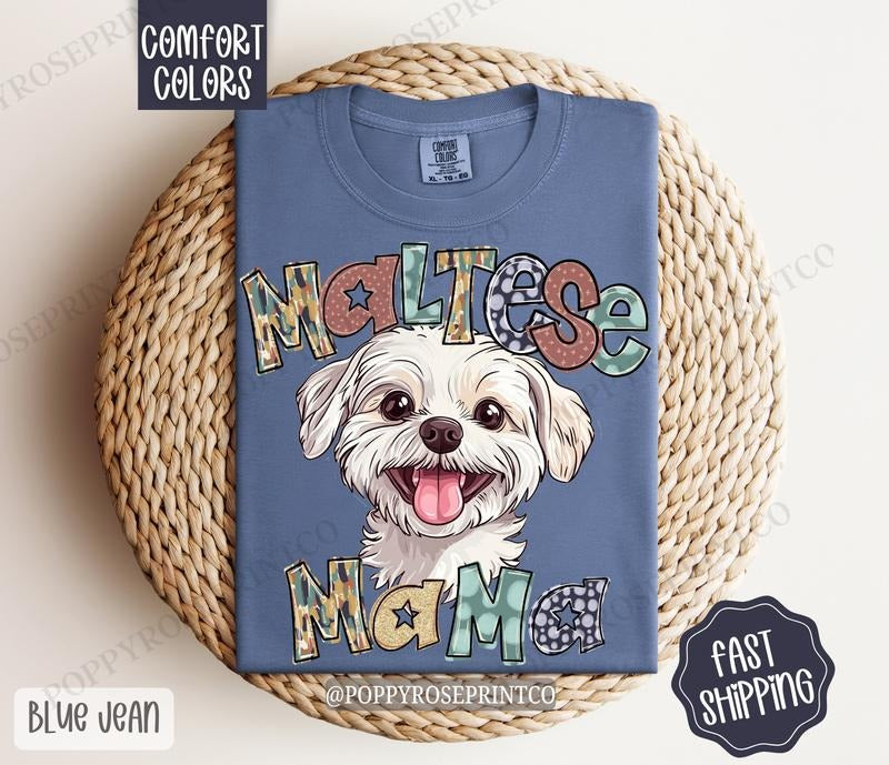 Maltese Mama Comfort Colors, Dog Mom Tee, Cute Mama Women's Tshirt
