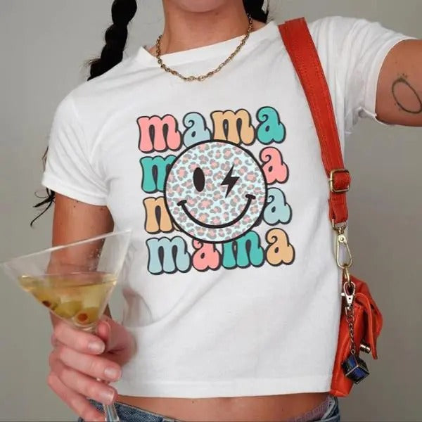 Mama Babytee, Smiley Face Mama Shirt, Mother's Day Shirt For Mom, Pregnancy Announcement Shirt, Mother's Day Baby tee