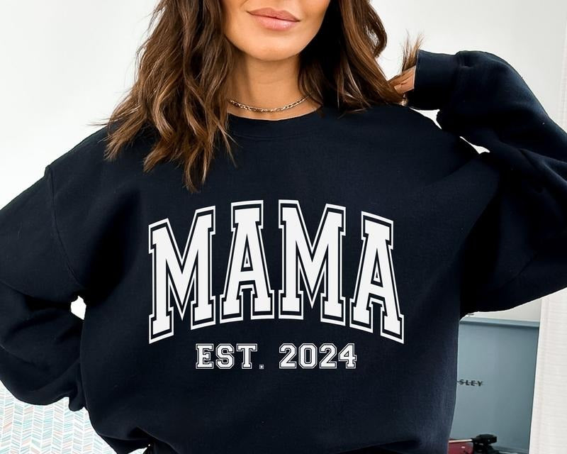 Mama Est 2024 , Mama Varsity sweater T-Shirts, Hoodie, Sweatshirt | WearSparks.com