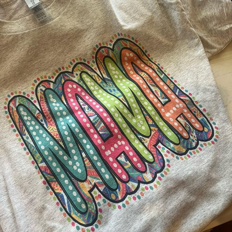 Mama Summer Mutlicolor Ash Grey T-Shirt - Bleached - Gildan - Unisex