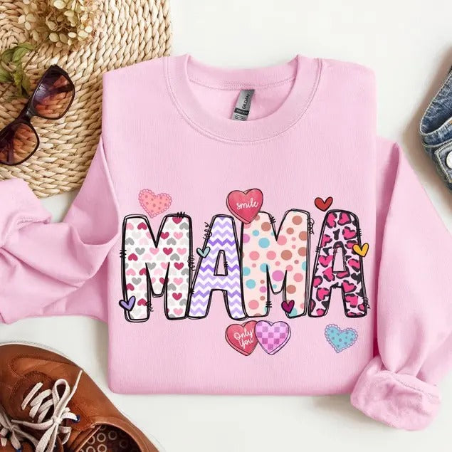 Mama Sweatshirt, Womens Valentines Day Sweatshirt, Trendy Mom Shirt, Womens Valentines Day Sweater, Valentines Day Shirt, Mother's Day Gift, HL113