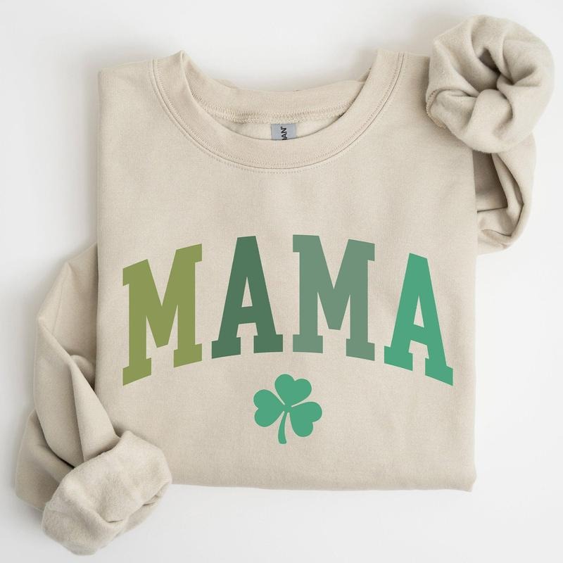 Mama, Shamrock, Collegiate, St Patrick's Day Sweatshirt