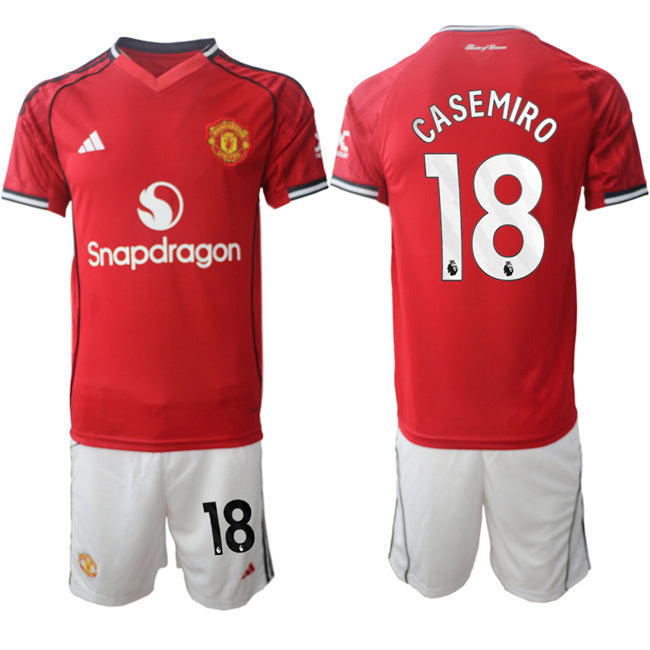 Manchester United #18 Casemiro2025 26 Red Home Soccer Jersey Suit