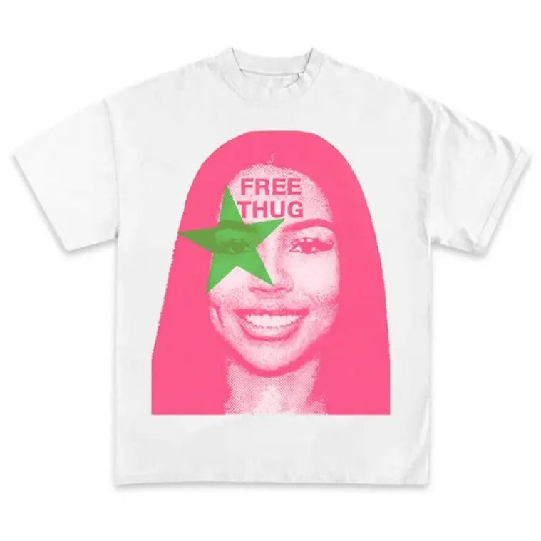 Mariah Pink Star Free Thug Fashion Tee
