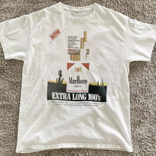 Marlboro extra long 100s tshirt from marketing campaign in the 90s, y2k, Unisex T-Shirt, For Men Women Menswear Top Streetwear
