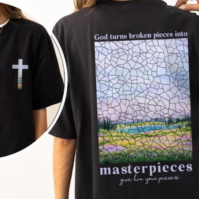 Masterpieces Christian Comfort Colors Shirts, Bible Verse Shirt, Cross Outfit, Faith Clothing, Jesus Lover Tee, Christian Church Tee Gifts, Christian Gifts For Women, Christian Women Top Casual Womenswear Comfortable T-Shirt