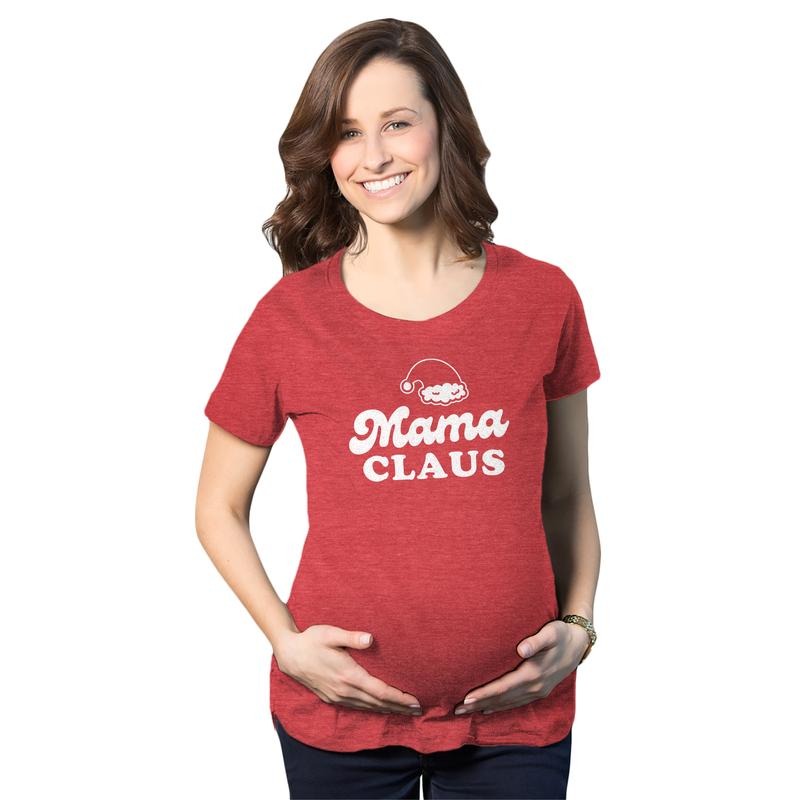 Maternity Mama Claus T Shirt Funny Christmas Holiday Party Mrs Claus Novelty Baby Pregnancy Tee Funny Graphic Maternity Tee Cute Pregnancy Tees With Plus Sizes Christmas Maternity Wear Funny Maternity Red - Mama