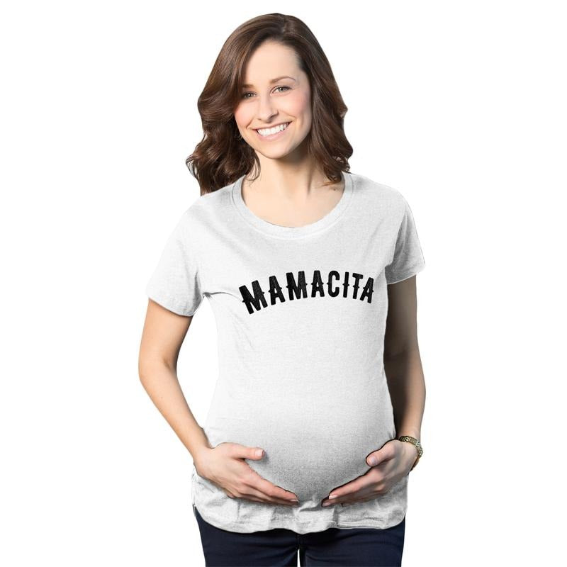 Maternity Mamacita Pregnancy T Shirt Funny Spanish Language Hispanic Belly Bump Tee Funny Graphic Maternity Tee Cute Pregnancy Tees With Plus Sizes Mother's Day Maternity Wear Funny Maternity Shirts White