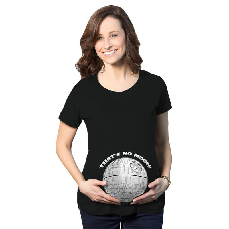 Maternity Thats No Moon Cute T Shirt Funny Pregnancy Announcement Baby Bump Tee Funny Graphic Maternity Tee Cute Pregnancy Tees With Plus Sizes Funny Movie Short Sleeve Funny Maternity Shirts