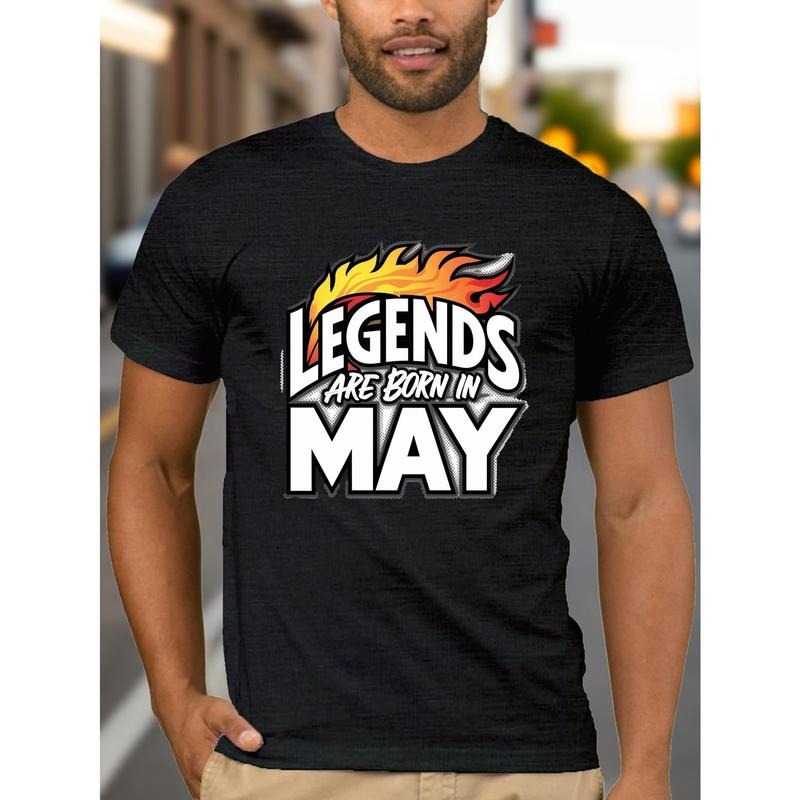 May birth Legend Creative printed fashion T-shirt Men's casual summer top Comfortable fashion round neck short sleeve suitable for everyday wear Made in USA
