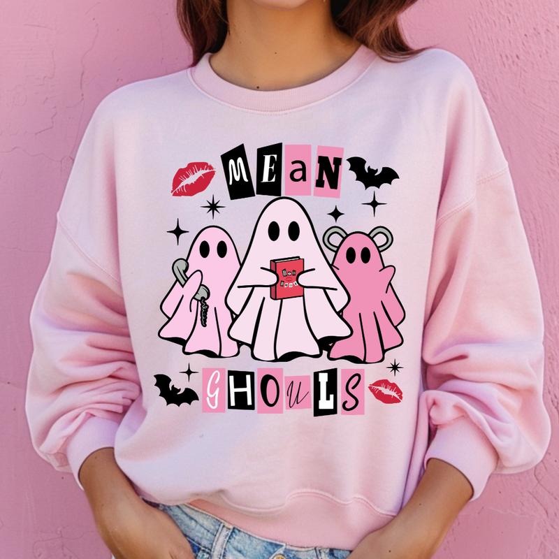 Mean Ghouls Halloween Sweatshirt ~ Unisex Apparel Relaxed Fit Printed In The USA Clothing Womenswear Casual Comfort Cotton Top Athletic Boho Chic